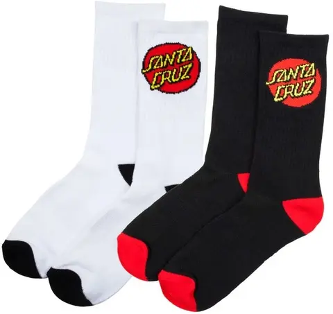 Santa Cruz Classic Dot Sock 2-pack White & Black - 42/45