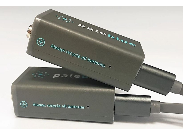 Pale Blue Li-Ion Rechargeable 9V Battery 2 pack of 9V with 2x1 charging cable