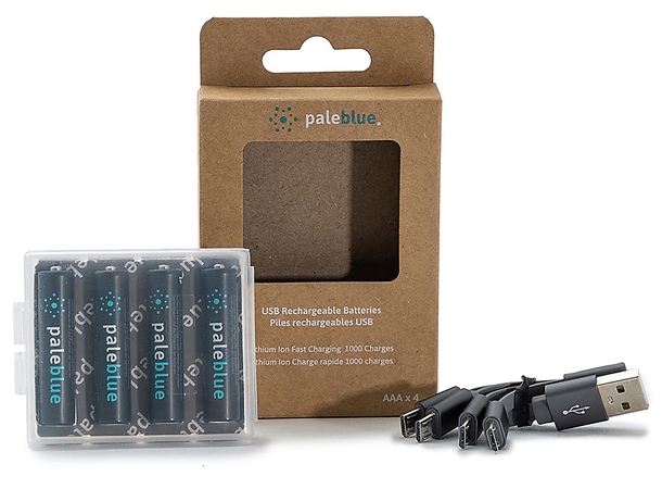 Pale Blue Li-Ion Rechargeabl AAA Battery 4 pack of AAA with 4x1 charging cable