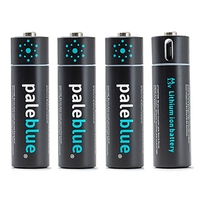 Pale Blue Li-Ion Rechargeable AA Battery 4 pack of AA with 4x1 charging cable