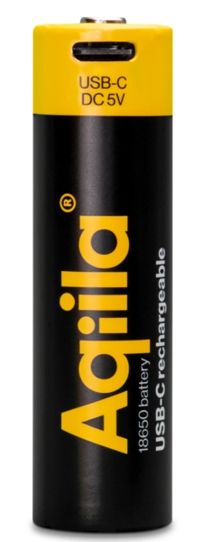 Aqiila Rechargable 18650 Battery USB-C, Lithium, 3.7V/2000mAh