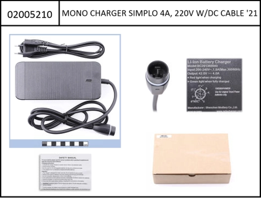 Simplo Charger 4Ah incl. Power adapter f. Simplo i630Wh, 36V, with 180° plug 