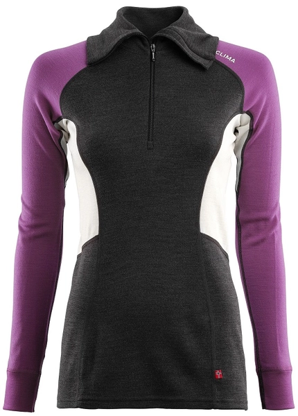 Aclima WarmWool polo W&#39;s Marengo/Sunset Purple/Nature