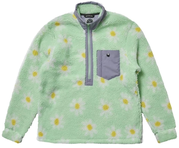 Airblaster W&#39;s Sherpa Half Zip Mint Big Daisy