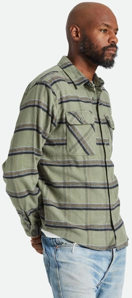 Brixton Bowery Stretch WR Flannel Olive Surplus/Black/White