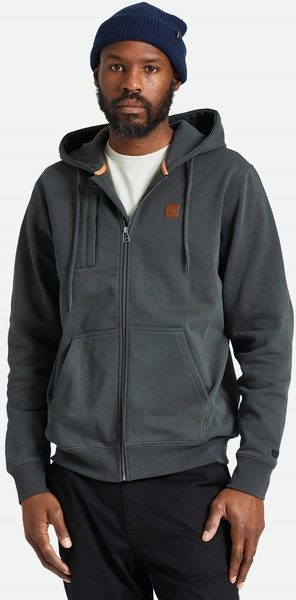 Brixton Builders Fleece Zip Hood Washed Black