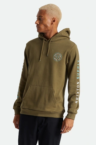 Brixton Crest Hood Military Olive/Teal/White