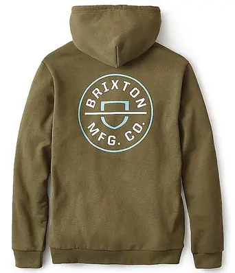 Brixton Crest Hood Military Olive/Teal/White - S 