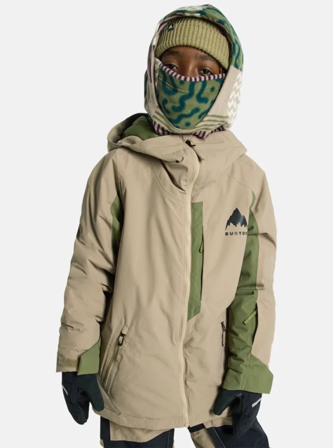 Burton Kids Hillslope 2L Jacket Summit Taupe/Forest Moss - L/12år 