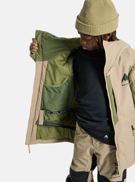 Burton Kids Hillslope 2L Jacket Summit Taupe/Forest Moss - L/12år 