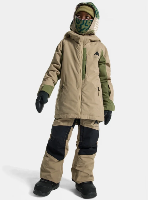 Burton Kids Hillslope 2L Jacket Summit Taupe/Forest Moss - L/12år 