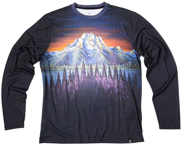 Jones Recycled LS Tech Tee Black/Mount Moran