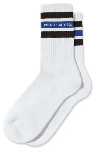Polar Fat Stripe Socks White/Brown/Blue