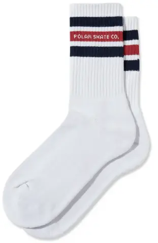 Polar Fat Stripe Socks White/Navy/Red