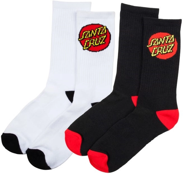 Santa Cruz Classic Dot Sock 2-pack White/Black - 41/45