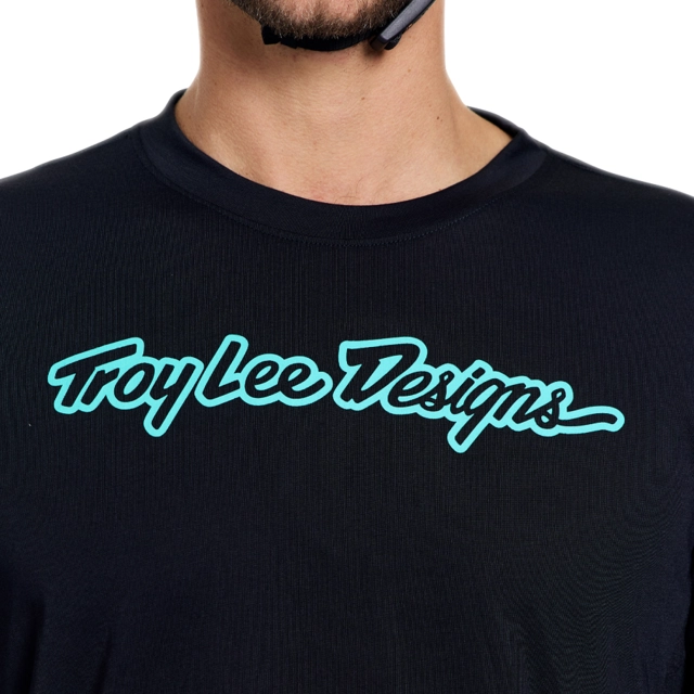 Troy Lee Skyline Ride LS Tee Signature Black/Real Teal - M 