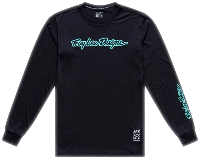 Troy Lee Skyline Ride LS Tee Signature Black/Real Teal - M 