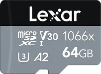 Lexar Pro 1066x 64GB UHS-I microSDHC/microSDXC - R160/W70 - Silver
