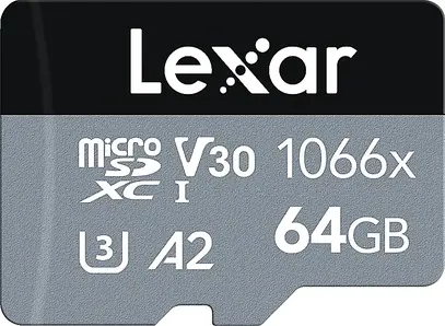 Lexar Pro 1066x 64GB UHS-I microSDHC/microSDXC - R160/W70 - Silver