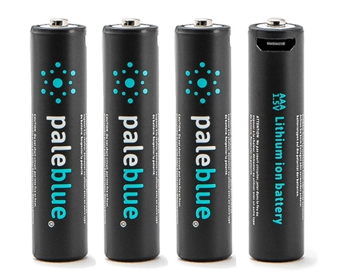Pale Blue Li-Ion Rechargeabl AAA Battery 4 pack of AAA with 4x1 charging cable