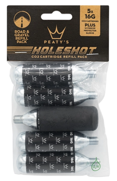 Peaty&#39;s Holeshot CO2 Cartridge 5-Pk Road &amp; Gravel (16g)