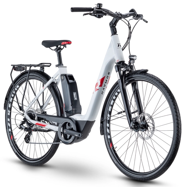 Raymon CityRay E 1.0 mono 26&quot;/28&quot;, white/d.red, PW-CE 500Wh