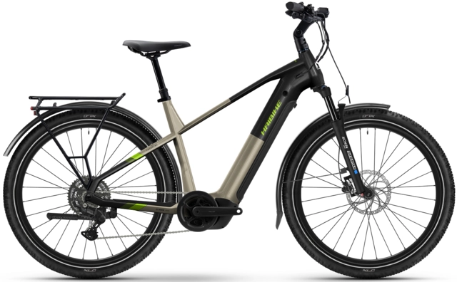 Haibike Trekking 4 herre XL 27,5", Sand/Lime, BCXK, 600Wh 