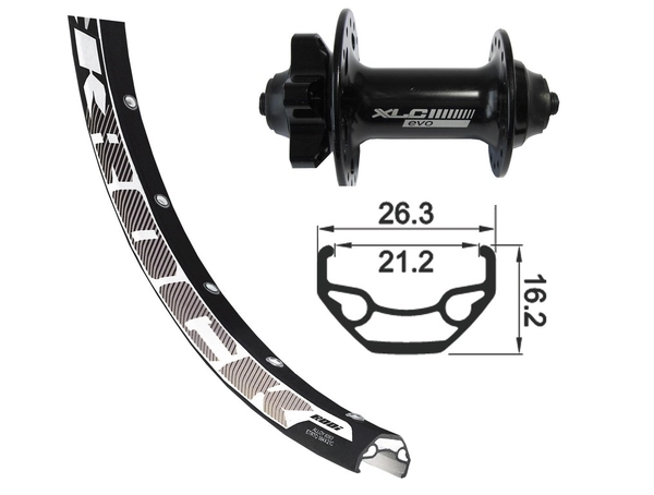 Hjul 29 foran XLC / Rodi BlackRock D. 9x100mm, 6-bolt, 21mm