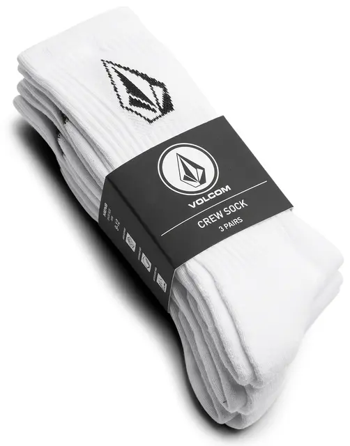 Volcom Full Stone Sock 3Pk White - One Size 