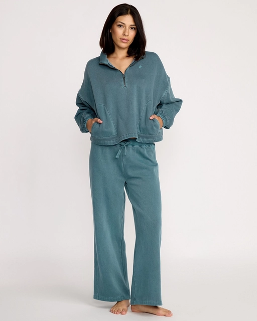 Volcom Stone Soft Quarter Zip Emerald Green - L 