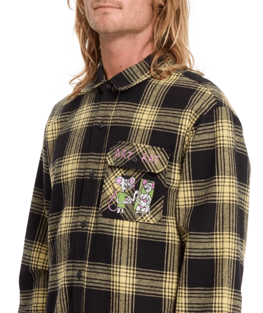 Volcom FA Ozzy Plaid LS Mustard - L 