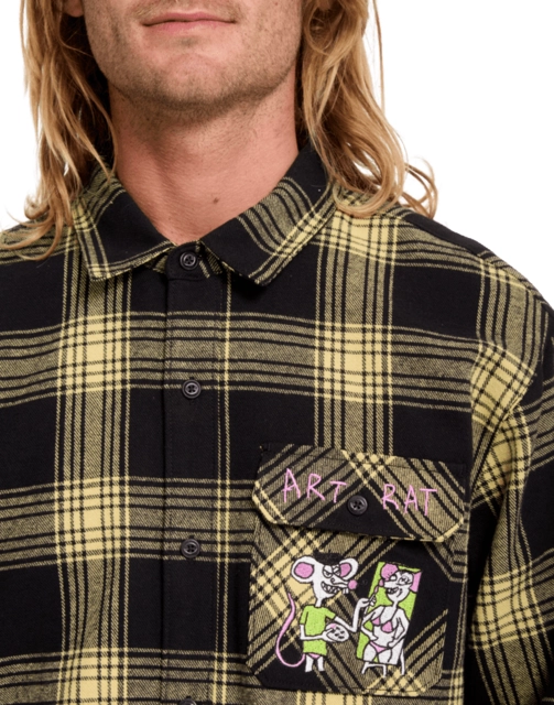 Volcom FA Ozzy Plaid LS Mustard - L 