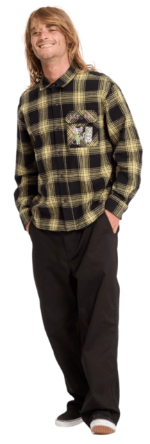 Volcom FA Ozzy Plaid LS Mustard - L 