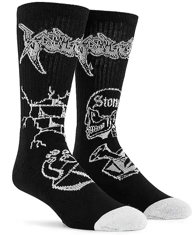 Volcom About Time Sock Print Black - One Size